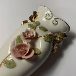 Vintage ceramic Rose Vase with Gold details made in Japan